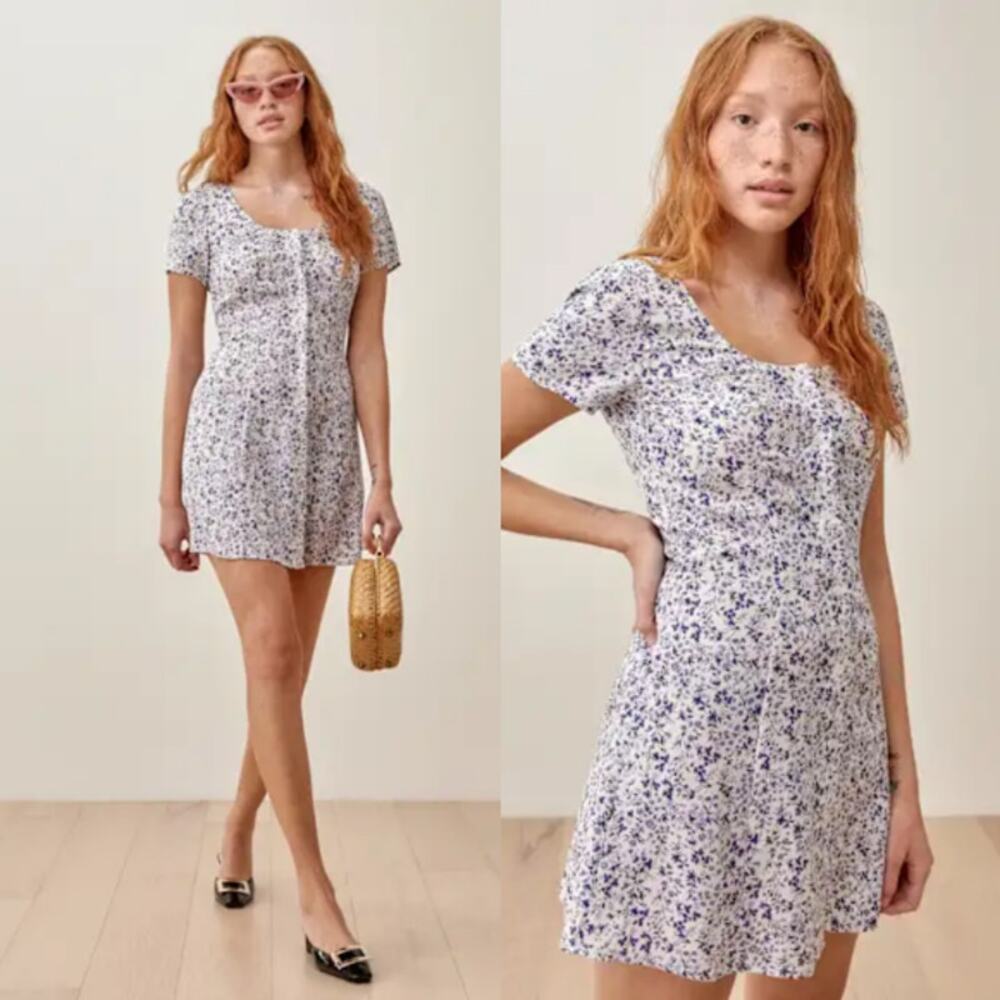 Reformation Margeaux Mini Dress Floral Spring Summer Relaxed‎ Lightweight